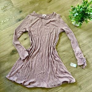 Ribbed Long Sleeve Dress in Mauve